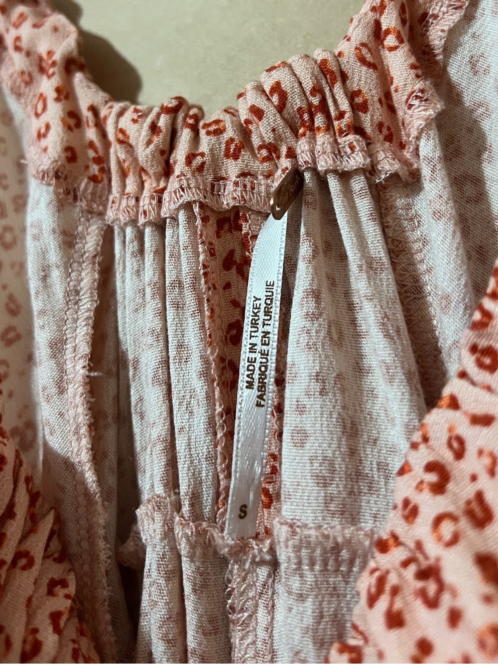 Free People | NWT Jamie Mini Dress Peach Leopard Print Ruched Tie Back Size S - Picture 3 of 12
